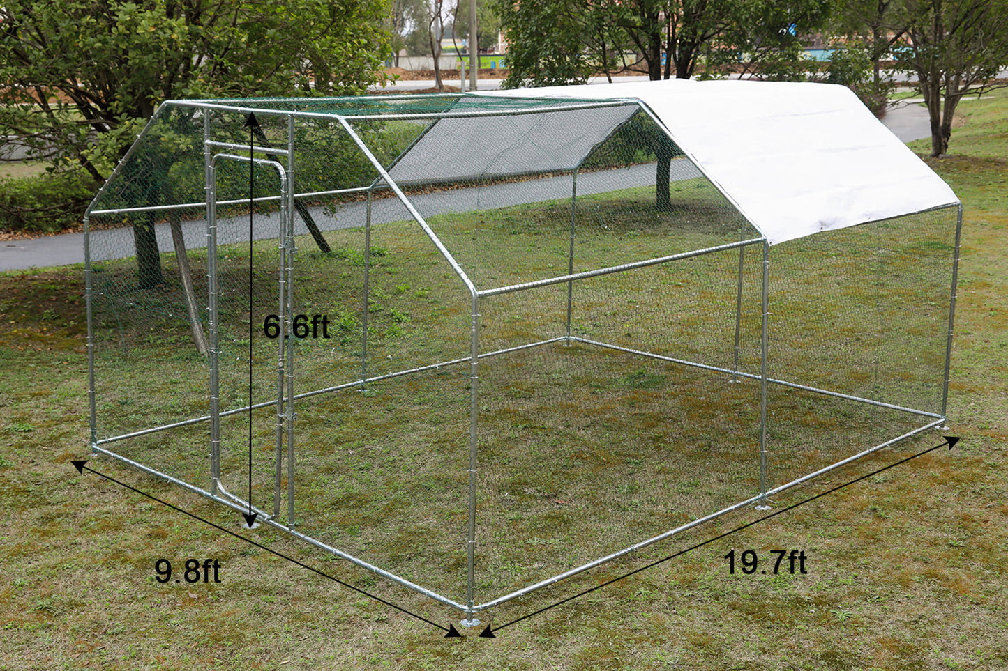 10 x10  Outdoor Heavy Duty Chicken Coops Walk in Metal Chicken Cages Large Pets Raise Crate Protector Poultry Rabbit House with Waterproof Cover Backyard